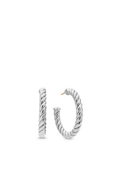Sculpted Cable Hoop Earrings in Sterling Silver, 40mm thumbnail 1