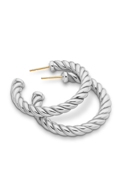 Sculpted Cable Hoop Earrings in Sterling Silver, 40mm thumbnail 2