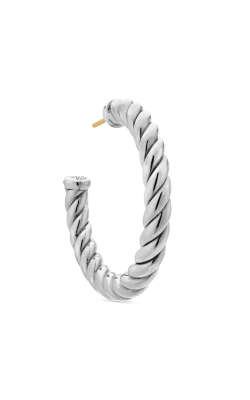 Sculpted Cable Hoop Earrings in Sterling Silver, 40mm thumbnail 3