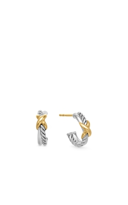 Petite X Hoop Earrings in Sterling Silver with 18K Yellow Gold, 12.6mm thumbnail 1