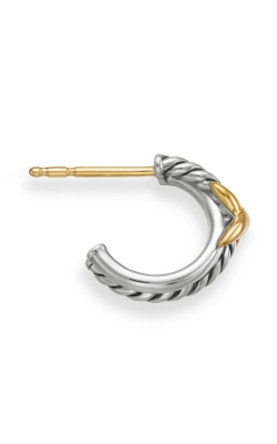 Petite X Hoop Earrings in Sterling Silver with 18K Yellow Gold, 12.6mm thumbnail 2