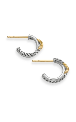 Petite X Hoop Earrings in Sterling Silver with 18K Yellow Gold, 12.6mm thumbnail 3