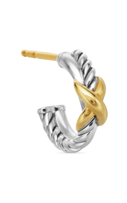 Petite X Hoop Earrings in Sterling Silver with 18K Yellow Gold, 12.6mm thumbnail 4