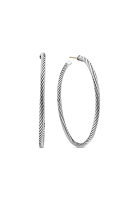 Cable Hoop Earrings in Sterling Silver, 2.5in thumbnail 1