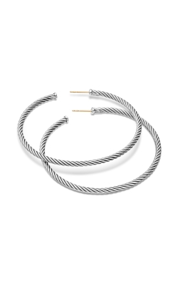 Cable Hoop Earrings in Sterling Silver, 2.5in thumbnail 3