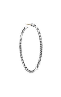 Cable Hoop Earrings in Sterling Silver, 2.5in thumbnail 4
