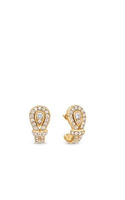 Thoroughbred Loop Huggie Hoop Earrings in 18K Yellow Gold with Diamonds, 14.5mm thumbnail 1