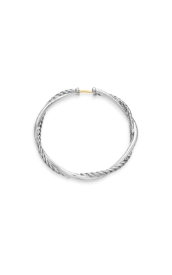 Infinity Hoop Earrings in Sterling Silver with Diamonds, 42mm thumbnail 2