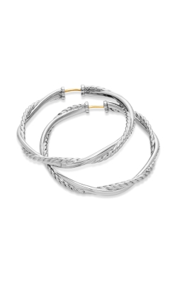 Infinity Hoop Earrings in Sterling Silver with Diamonds, 42mm thumbnail 3
