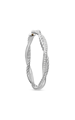 Infinity Hoop Earrings in Sterling Silver with Diamonds, 42mm thumbnail 4