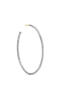 Pavé Hoop Earrings in Sterling Silver with Diamonds, 63.5mm thumbnail 4
