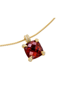 Chatelaine® Pendant Necklace in 18K Yellow Gold with Garnet and Diamonds, 11mm thumbnail 4