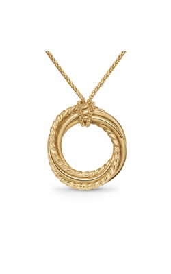 Crossover Pendant Necklace in 18K Yellow Gold with Diamonds, 21mm thumbnail 3