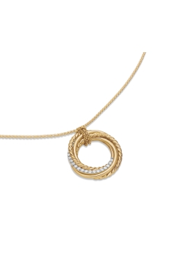 Crossover Pendant Necklace in 18K Yellow Gold with Diamonds, 21mm thumbnail 4