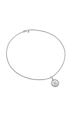 Initial Charm Necklace in Sterling Silver with Diamond E thumbnail 2