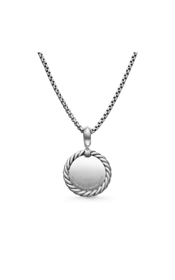 Initial Charm Necklace in Sterling Silver with Diamond E thumbnail 3