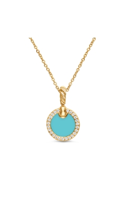 Petite DY Elements® Pendant Necklace in 18K Yellow Gold with Turquoise and Diamonds, 17.8mm thumbnail 1