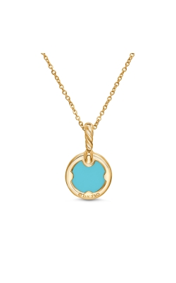 Petite DY Elements® Pendant Necklace in 18K Yellow Gold with Turquoise and Diamonds, 17.8mm thumbnail 3