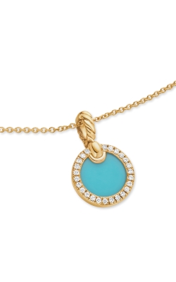 Petite DY Elements® Pendant Necklace in 18K Yellow Gold with Turquoise and Diamonds, 17.8mm thumbnail 4