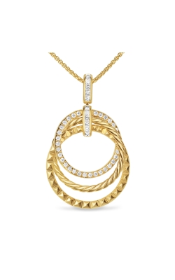 Crossover Trio Pendant Necklace in 18K Yellow Gold with Diamonds, 24mm thumbnail 1