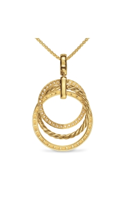 Crossover Trio Pendant Necklace in 18K Yellow Gold with Diamonds, 24mm thumbnail 3