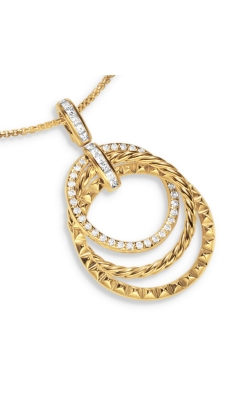 Crossover Trio Pendant Necklace in 18K Yellow Gold with Diamonds, 24mm thumbnail 4