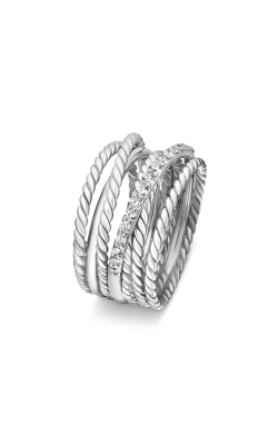 Crossover Ring in Sterling Silver with Diamonds, 12mm thumbnail 2