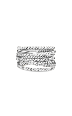 Crossover Ring in Sterling Silver with Diamonds, 12mm thumbnail 3