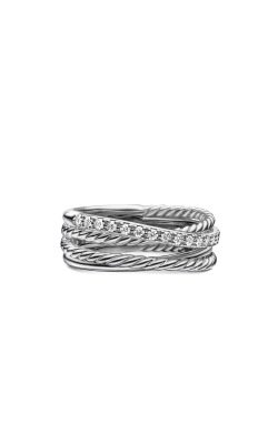 Small Crossover Ring in Sterling Silver with Diamonds thumbnail 1