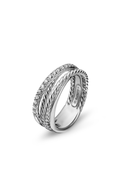 Small Crossover Ring in Sterling Silver with Diamonds thumbnail 2