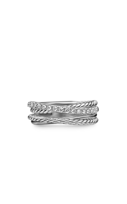 Small Crossover Ring in Sterling Silver with Diamonds thumbnail 3
