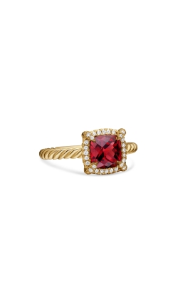 Petite Chatelaine® Pavé Bezel Ring in 18K Yellow Gold with Garnet and Diamonds, 7mm thumbnail 1
