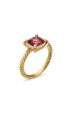 Petite Chatelaine® Pavé Bezel Ring in 18K Yellow Gold with Garnet and Diamonds, 7mm thumbnail 2
