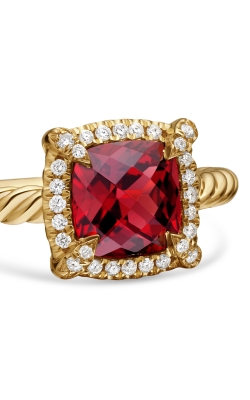 Petite Chatelaine® Pavé Bezel Ring in 18K Yellow Gold with Garnet and Diamonds, 7mm thumbnail 4