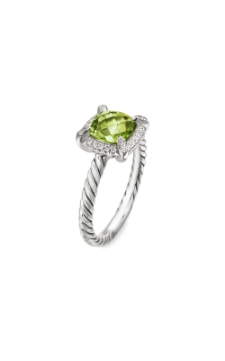Petite Chatelaine® Pavé Bezel Ring in Sterling Silver with Peridot and Diamonds, 7mm thumbnail 2