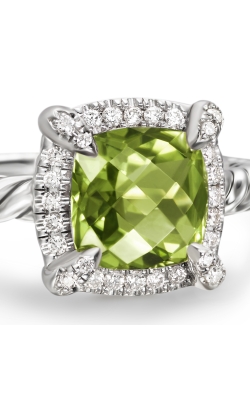 Petite Chatelaine® Pavé Bezel Ring in Sterling Silver with Peridot and Diamonds, 7mm thumbnail 4