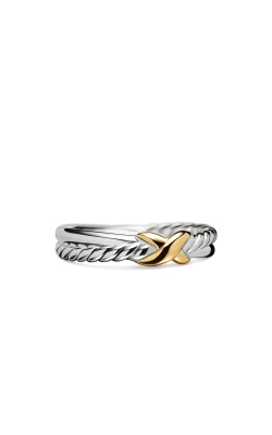 Petite X Ring in Sterling Silver with 18K Yellow Gold, 4mm thumbnail 1