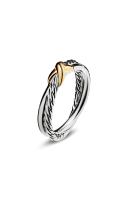 Petite X Ring in Sterling Silver with 18K Yellow Gold, 4mm thumbnail 2