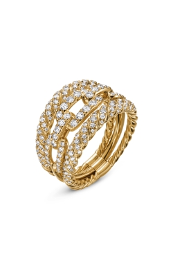Stax Three Row Ring in 18K Yellow Gold with Diamonds, 14mm thumbnail 2