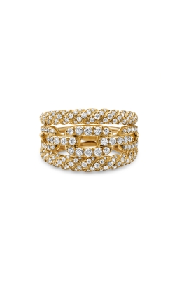 Stax Three Row Ring in 18K Yellow Gold with Diamonds, 14mm thumbnail 3