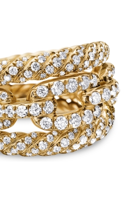 Stax Three Row Ring in 18K Yellow Gold with Diamonds, 14mm thumbnail 4