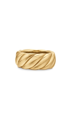 Sculpted Cable Band Ring in 18K Yellow Gold, 9mm thumbnail 1
