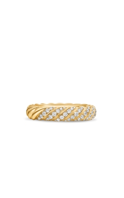 Sculpted Cable Band Ring in 18K Yellow Gold with Diamonds, 4.6mm thumbnail 1