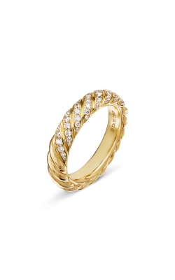 Sculpted Cable Band Ring in 18K Yellow Gold with Diamonds, 4.6mm thumbnail 2