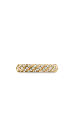 Sculpted Cable Band Ring in 18K Yellow Gold with Diamonds, 4.6mm thumbnail 3