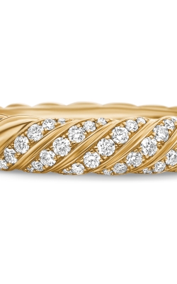Sculpted Cable Band Ring in 18K Yellow Gold with Diamonds, 4.6mm thumbnail 4