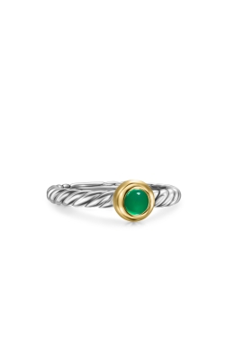 Petite Cable Ring in Sterling Silver with 14K Yellow Gold and Green Onyx, 2.8mm thumbnail 1