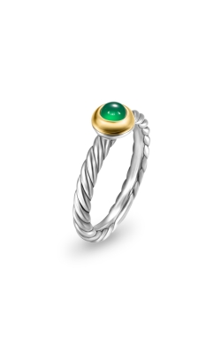 Petite Cable Ring in Sterling Silver with 14K Yellow Gold and Green Onyx, 2.8mm thumbnail 2
