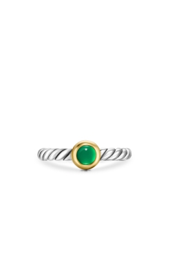 Petite Cable Ring in Sterling Silver with 14K Yellow Gold and Green Onyx, 2.8mm thumbnail 3
