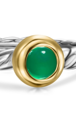 Petite Cable Ring in Sterling Silver with 14K Yellow Gold and Green Onyx, 2.8mm thumbnail 4
